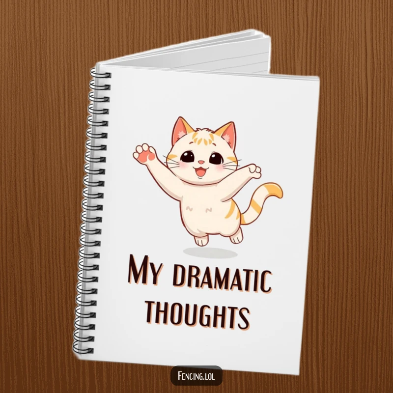 Funny Notebook: A playful cat making a sudden stop with a flourish, inspiring dramatic entries and creative writing.