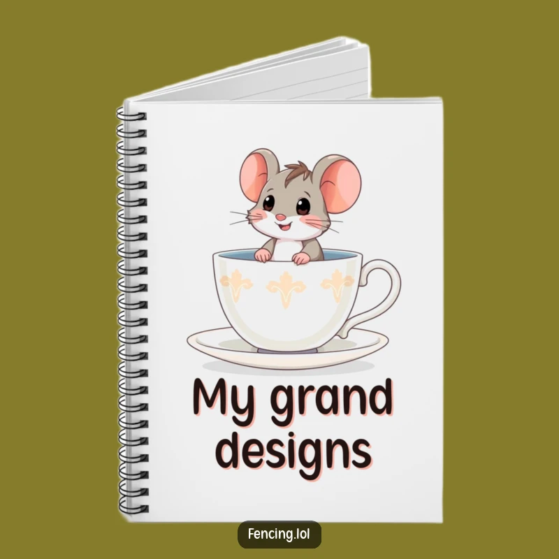 Funny Brave Mouse Teacup Notebook - Adventure Journal, Ideal Funny Gift