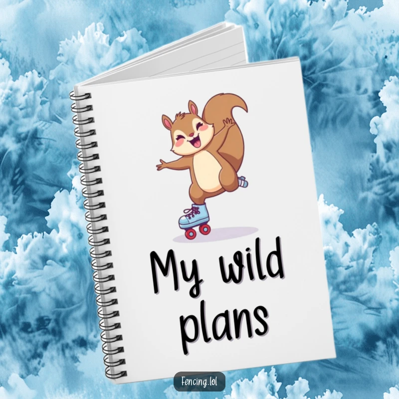 Funny Notebook: A joyful squirrel executing a cartwheel on roller skates, inspiring energetic notes and creative thoughts.
