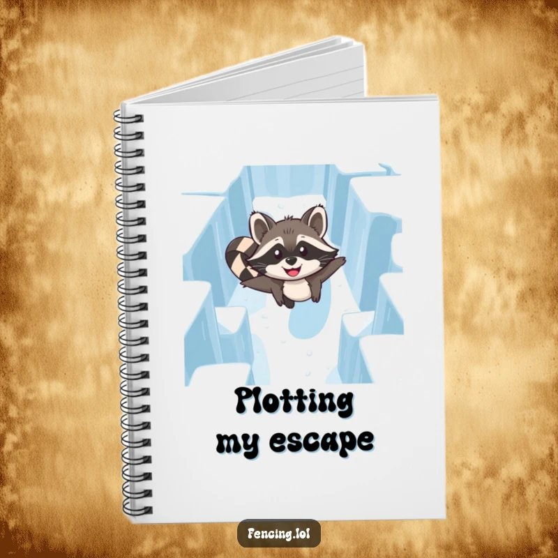 Funny Raccoon Ice Maze Notebook: A cheerful raccoon navigating an ice maze, ideal for jotting down ideas.