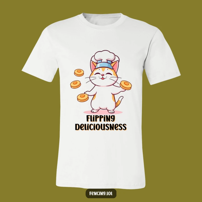 Funny Chef Cat Pancake T-Shirt, Hilarious Breakfast Tee for Foodies