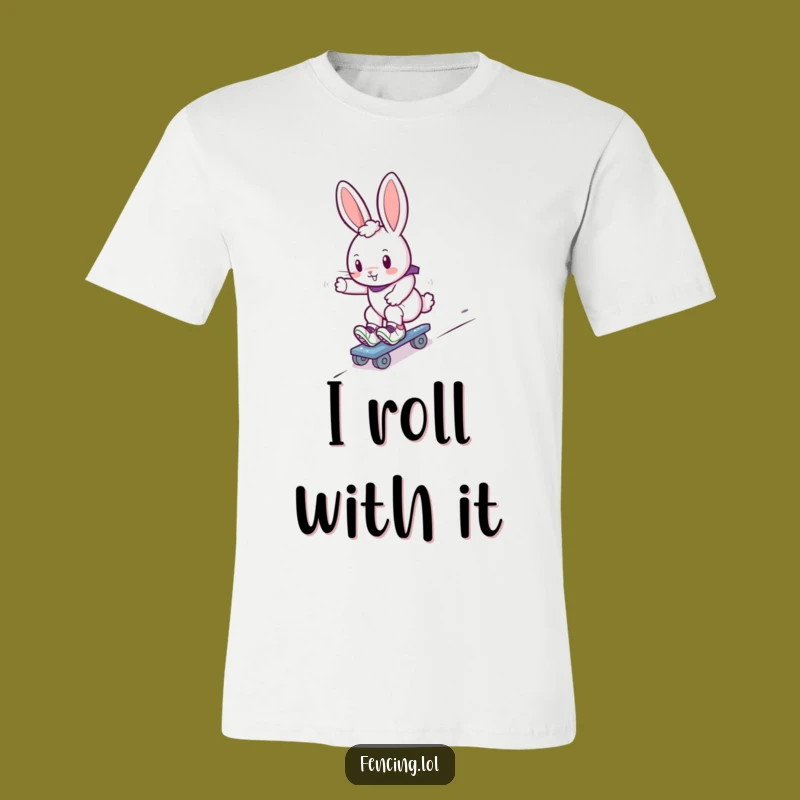 Funny Bunny Roller Skater T-Shirt: Cute Gliding Rabbit Humor Tee
