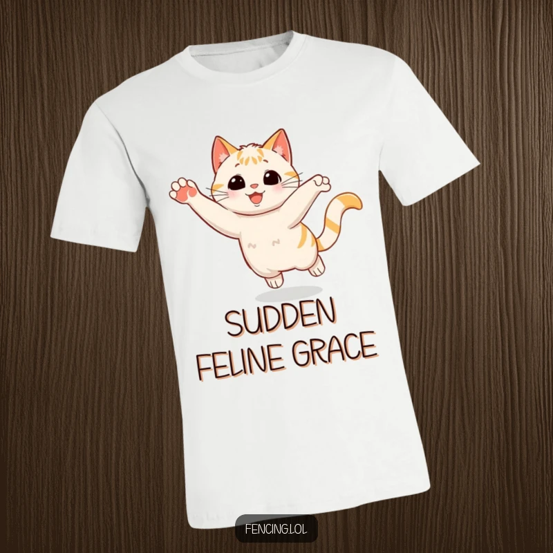Funny T-Shirt: A playful cat executing a sudden stop with a dramatic flourish, embodying feline attitude and humor.