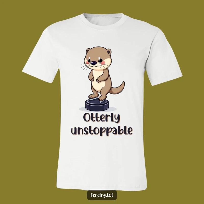 Funny Otter Puck T-Shirt - Skating Balance Tee, Great Gift