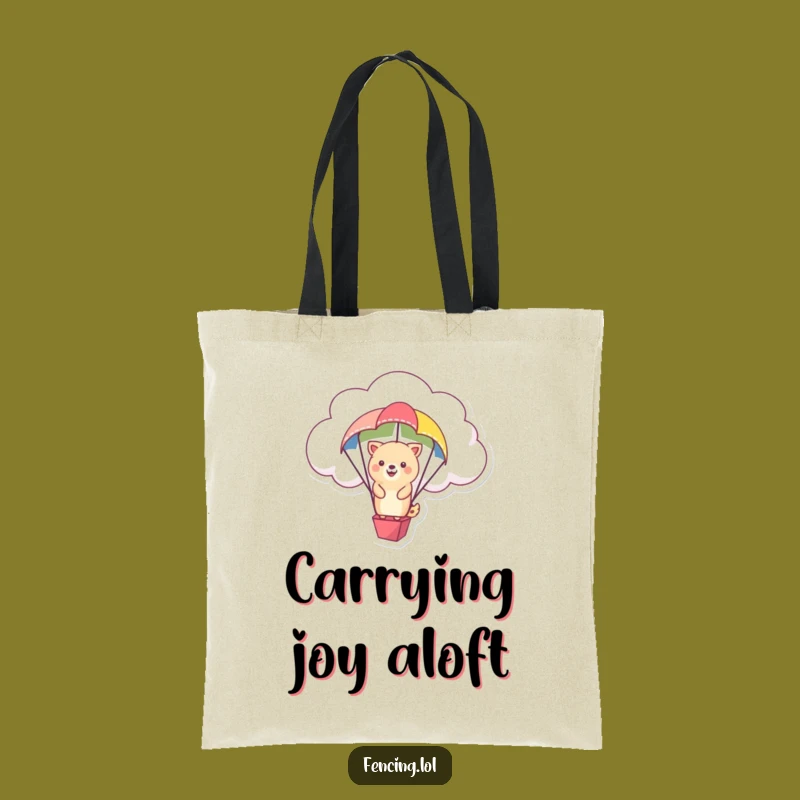 Funny Tote Bag: Happy Cloud Animal Parachute - Whimsical Carryall Gift