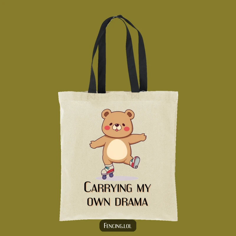 Funny Roller Skating Bear Split Tote Bag: Carry Your Laughs in Style
