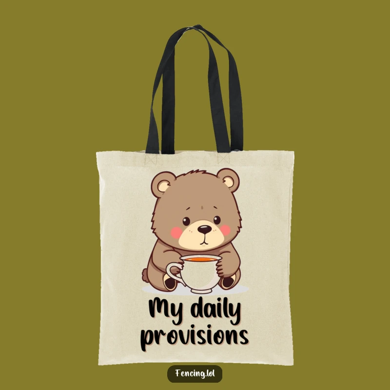 Funny Bear Teacup Tote Bag: Carry Your Thoughts with Humor Gift