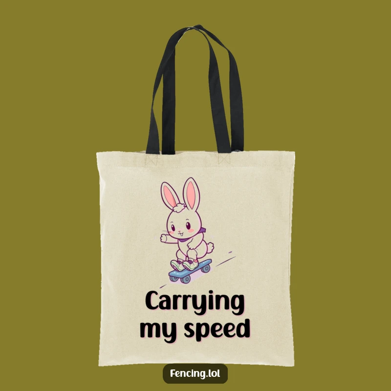 Funny Bunny Roller Skater Tote Bag: Cute Gliding Rabbit Carryall