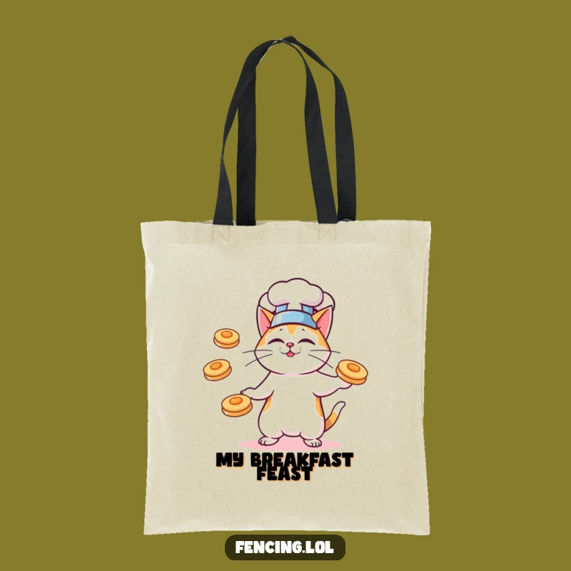 Funny Chef Cat Pancake Tote Bag, Hilarious Kitchen Accessory, Food Lover Gift