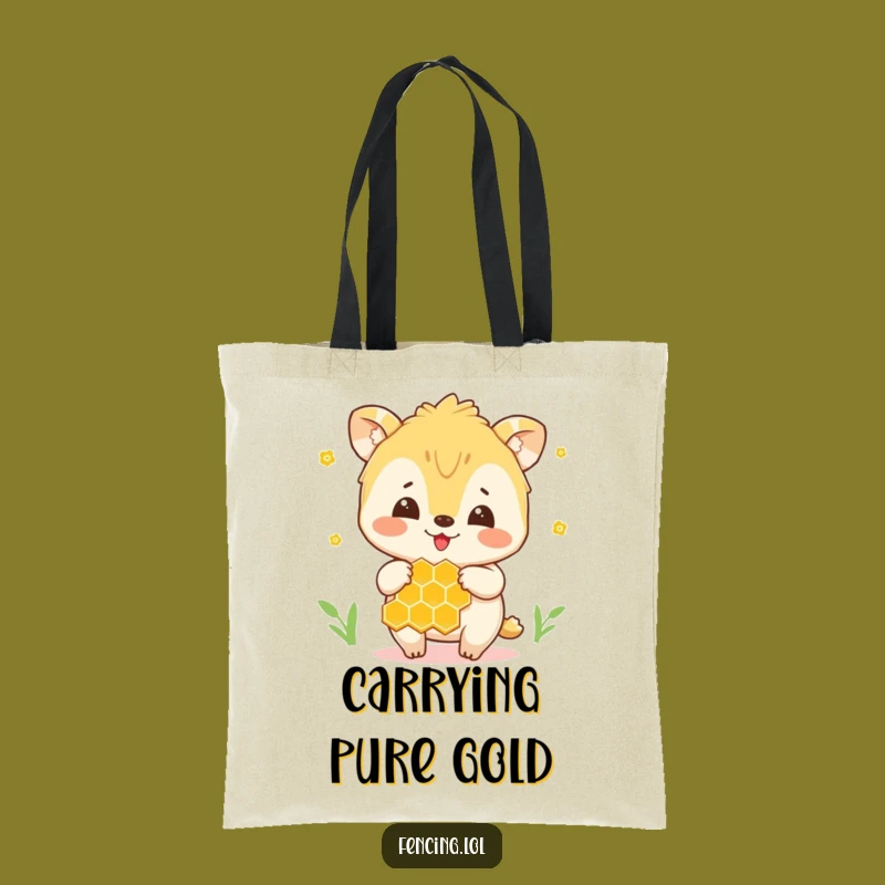 Funny Honey Animal Tote Bag: Joyful Creature with Honeycomb, Practical Funny Gift