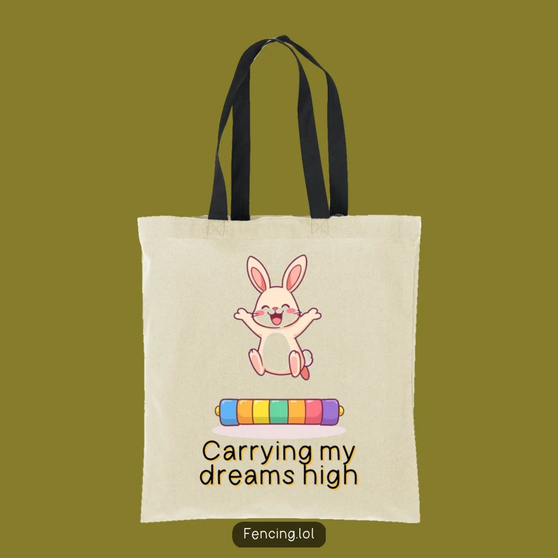 Funny Rabbit Tote Bag: Carry Your Enthusiasm with This Jumping Companion