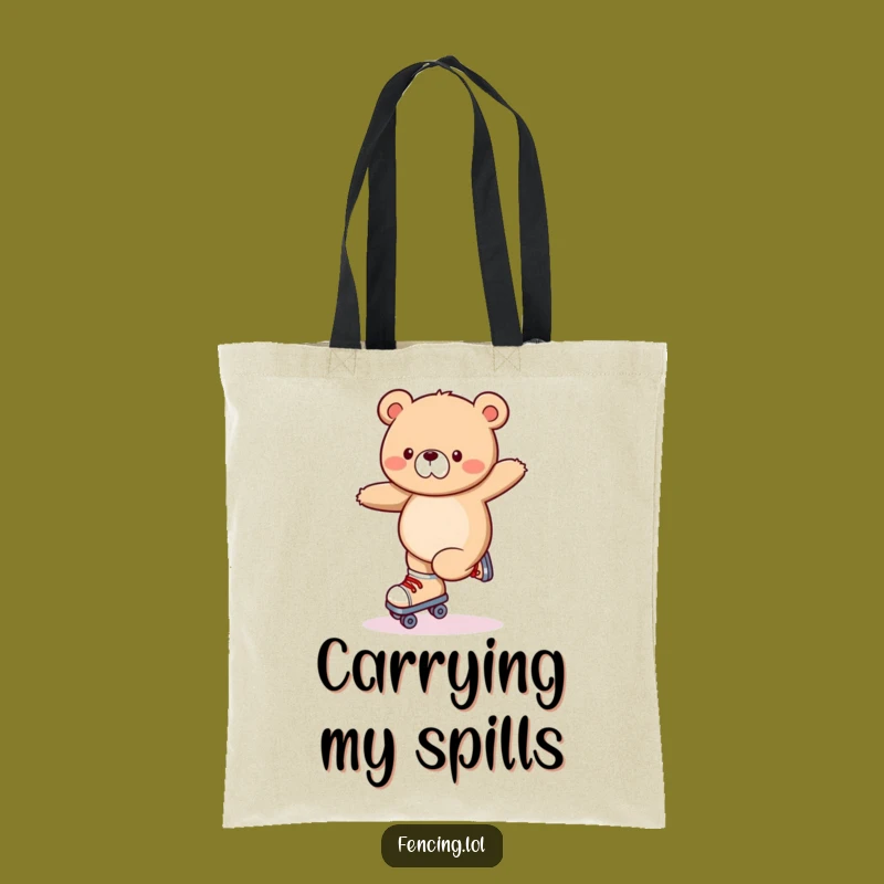 Funny Wobbly Bear Roller Skating Tote Bag - Carry Your Laughs Everywhere!